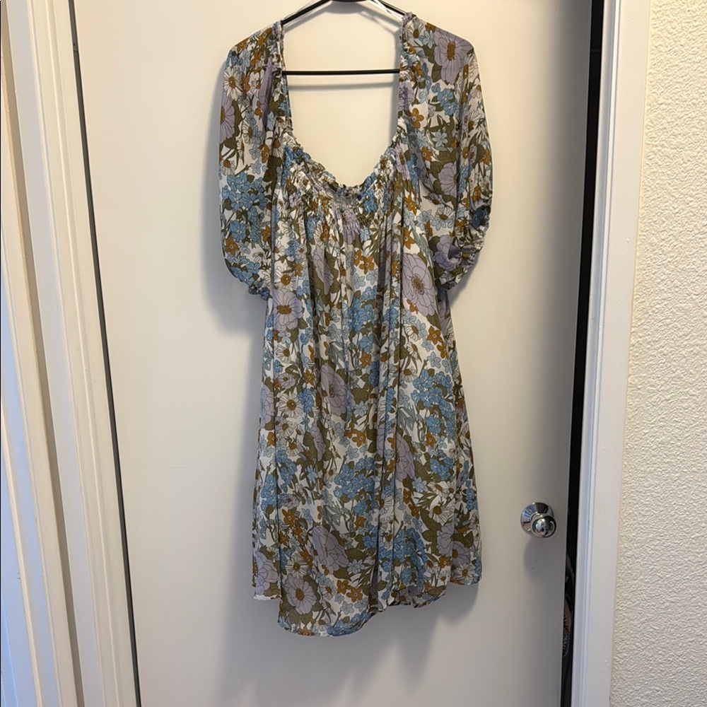Floral Print Women's Dress with Pockets